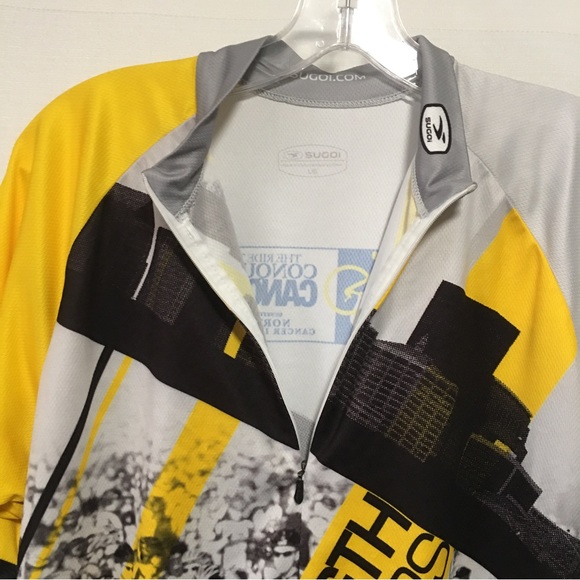 SUGOI Cycling Jersey 1/4 Zip LG Black yellow gray white. EUC Like New - Picture 5 of 13